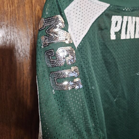 VICTORIAS SECRET PINK MICHIGAN STATE "SPARTANS" OVERSIZE JERSEY Small - Picture 3 of 7